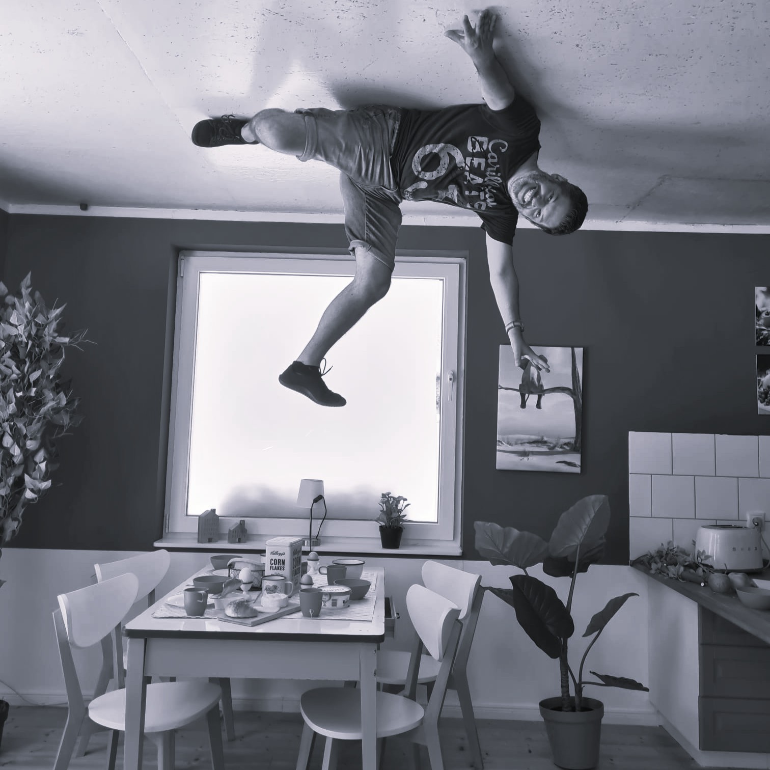 Timo an der Decke s w